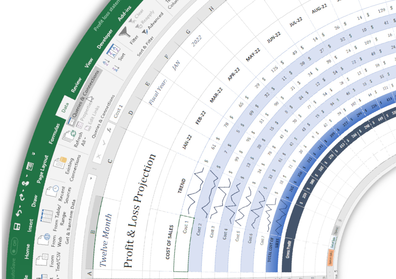 Abstract screenshot of an Excel report