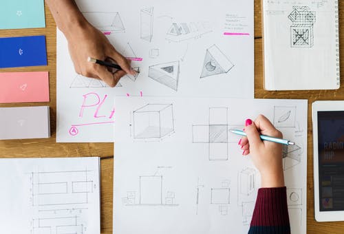 Designers brainstorming on paper