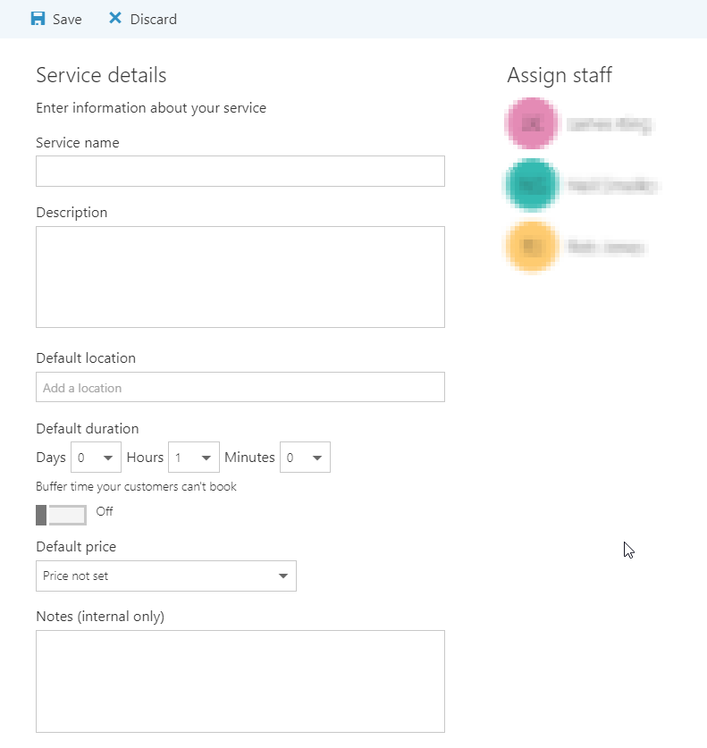 Microsoft Bookings select services