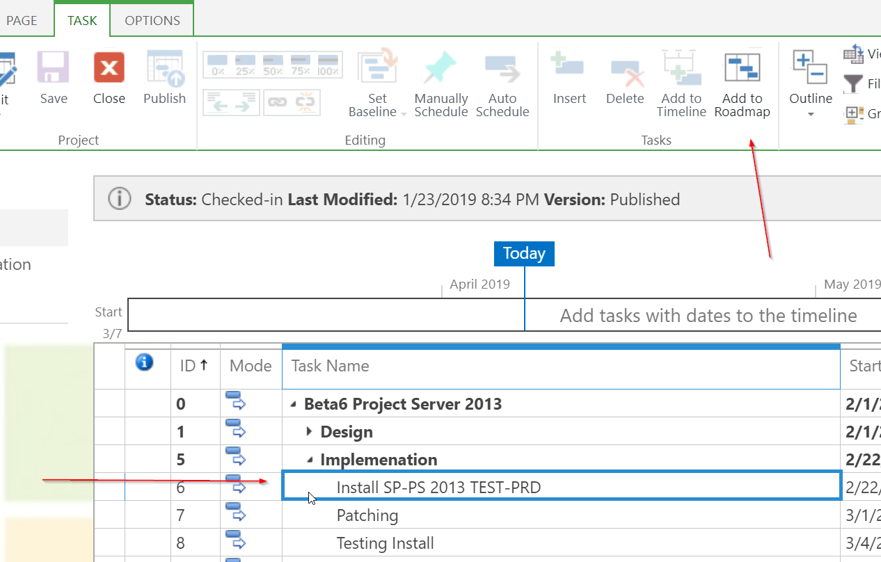 Adding Tasks to Road maps