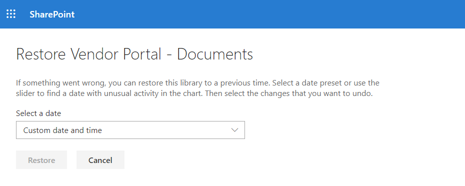 Restoring SharePoint Online files