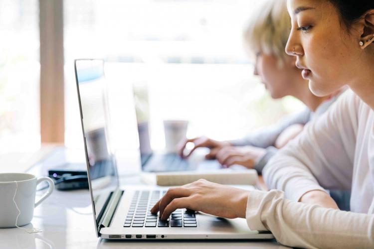 women working on laptops